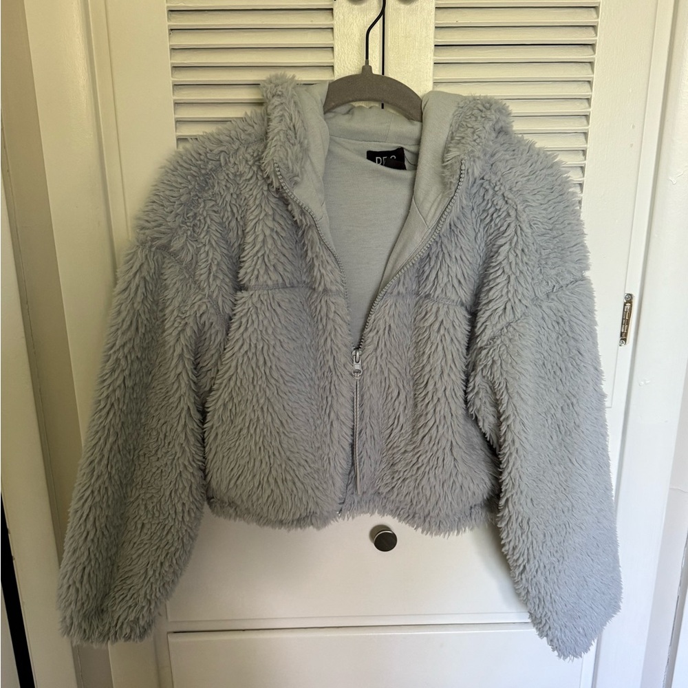 Blue Fuzzy Zip-Up hoodie